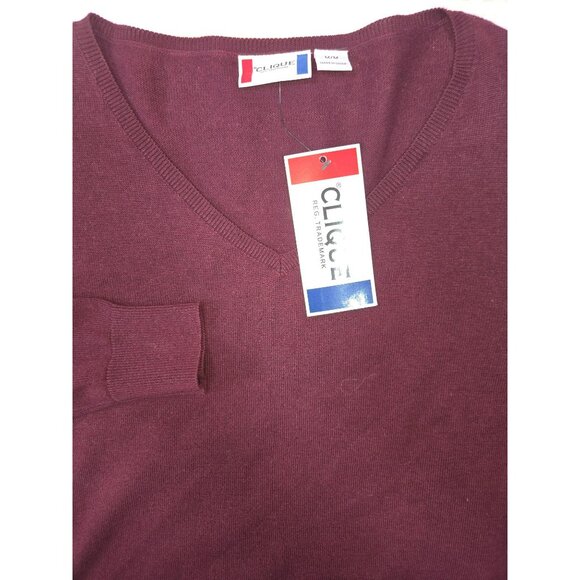 Clique Mens Burgundy V-Neck Sweater Medium NWT - Picture 4 of 8